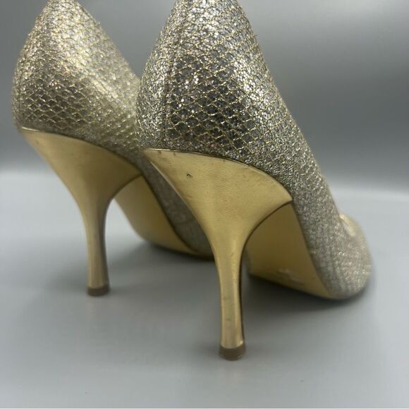 Nine West Open Toe Gold Glitter Heels - Picture 4 of 7